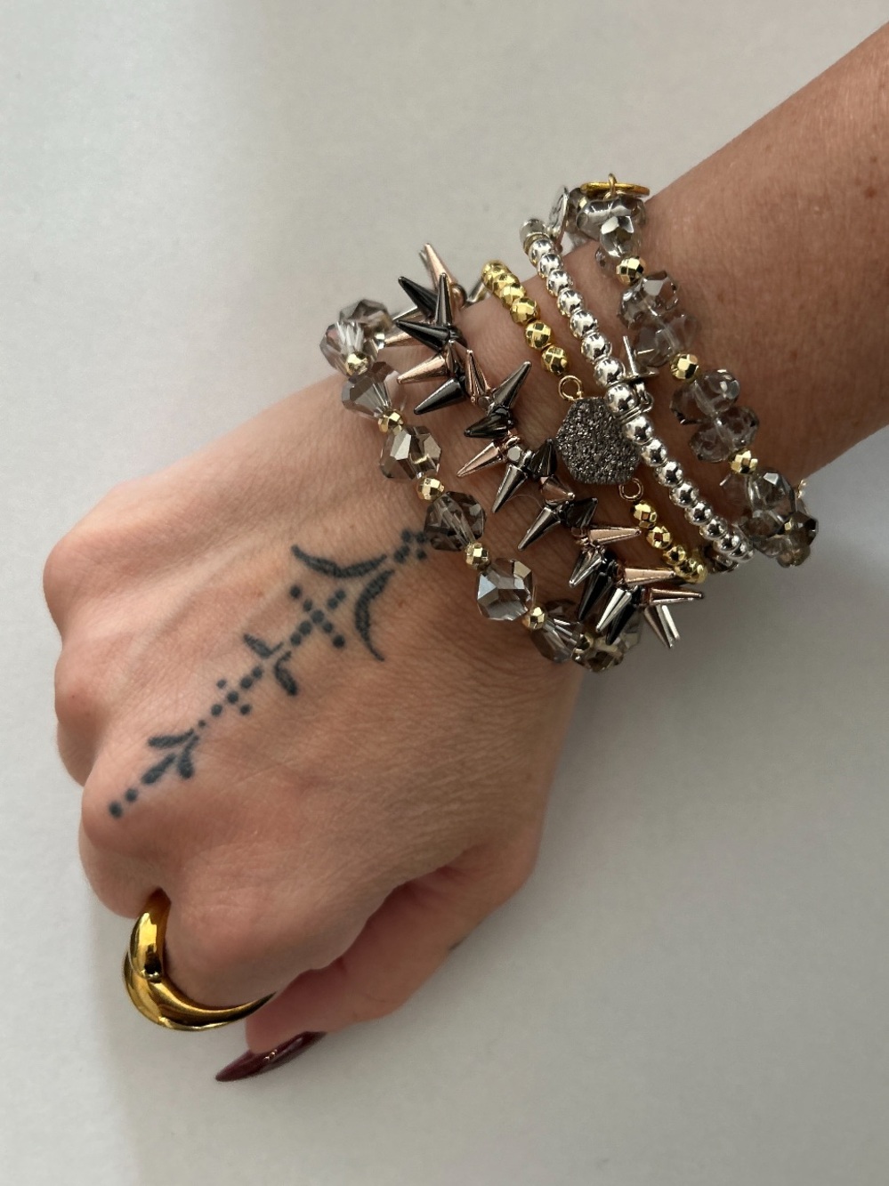 Erimish Silver & Gold Mixed-Metal Beaded Stretch Bracelet Set